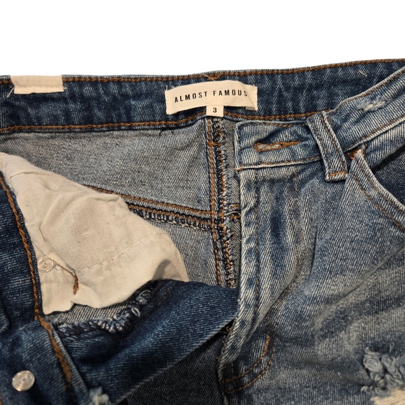 Almost Famous Blue Distressed Jean Shorts High-Waisted (New) - Picture 5 of 5